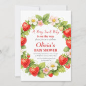 Invitation Douce Baby Shower aux Fraises (Devant)