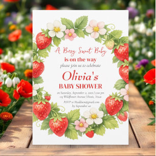 Invitation Douce Baby Shower aux Fraises
