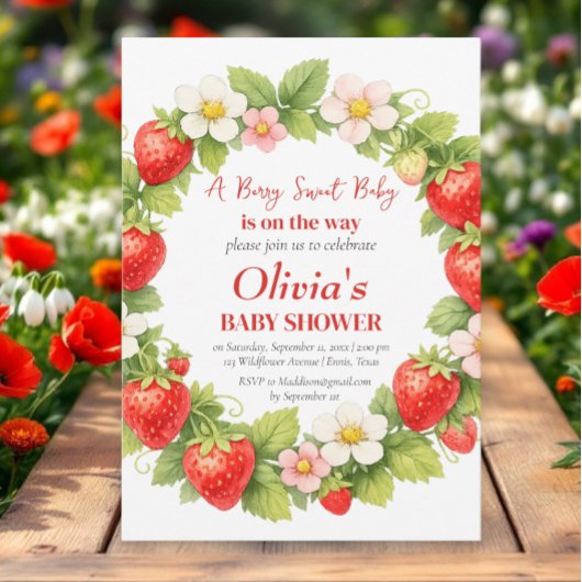 Invitation Douce Baby Shower aux Fraises