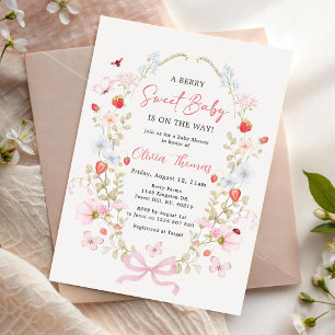 Invitation Douce Baby Shower aux Fraises