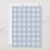 Invitation Douce Baby Shower avec un Nœud Bleu et Gingham (Dos)