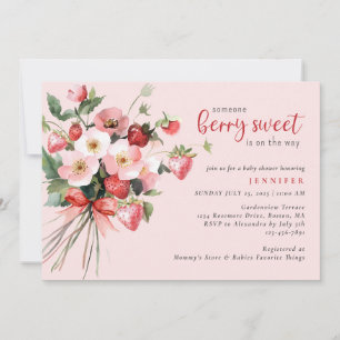 Invitation Douce Baby Shower Baie Rouge Rose