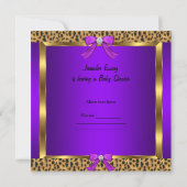 Invitation Douce Baby Shower Bébé Fille Léopard Violet Rose (Dos)