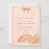 Invitation Douce Baby Shower Bohème Arc-en-Ciel au Pastel (Devant)