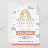 Invitation Douce Baby Shower Bohème Arc-en-ciel Gouttes de Pl (Devant)