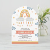 Invitation Douce Baby Shower Bohème Arc-en-ciel Gouttes de Pl (Debout devant)