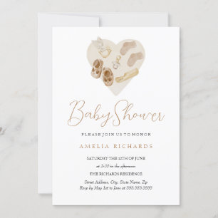 Invitation Douce Baby Shower Bohème Bleu