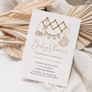 Invitation Douce Baby Shower Bohème Neutre