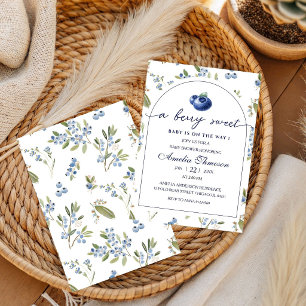 Invitation Douce Baby Shower Cerise Gingham Bleu