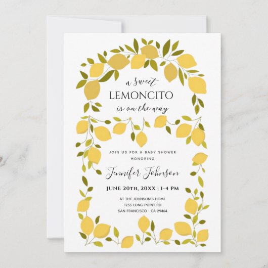 Invitation Douce Baby Shower Citron Boho Lemoncito (Devant)