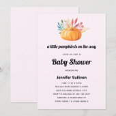 Invitation Douce Baby Shower Citrouille Aquarelle Orange (Devant / Derrière)