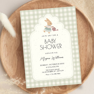 Invitation Douce baby shower de lapin vert
