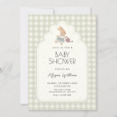 Invitation Douce baby shower de lapin vert (Devant)