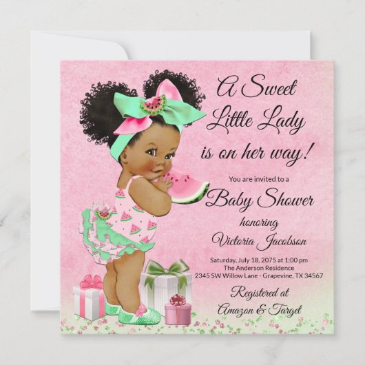 Invitation Douce Baby Shower Été Pastèque (Devant)