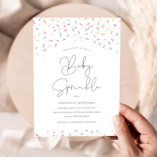 Invitation Douce Baby Shower Fête avec Arc-en-ciel de Paillet