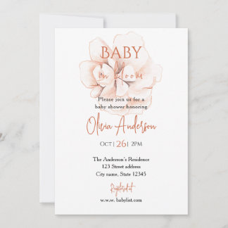 Invitation Douce Baby Shower Fleurs Sauvages Modernes