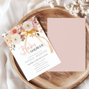 Invitation Douce Baby Shower Florale de Printemps Automne Fil
