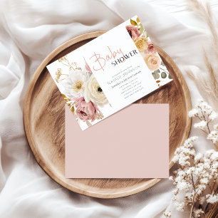 Invitation Douce Baby Shower Florale de Printemps Automne Fil