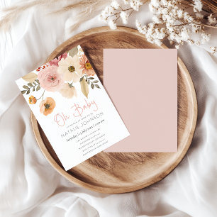 Invitation Douce Baby Shower Florale Printemps Automne Fille