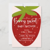 Invitation Douce baby shower fraise (Devant)