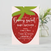 Invitation Douce baby shower fraise (Debout devant)