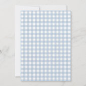 Invitation Douce Baby Shower Garçon avec Nœud Gingham Bleu (Dos)