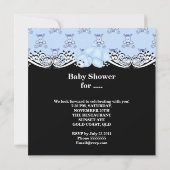 Invitation Douce Baby Shower Garçon Bébé Bleu Noir Blanc (Dos)