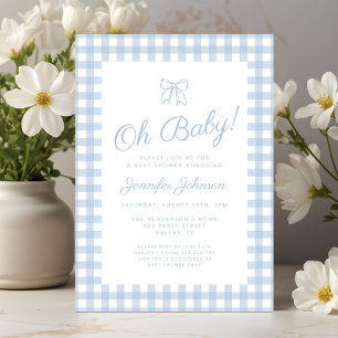 Invitation Douce Baby-Shower Garçon Ruban Coquette Bleu