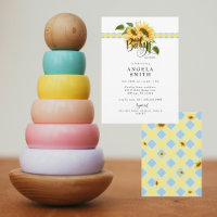 Douce Baby Shower Gingham Jaune Bleu Tournesol