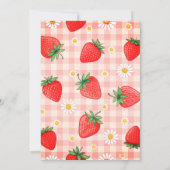 Invitation Douce Baby Shower Gingham Rustique aux Fraises (Dos)