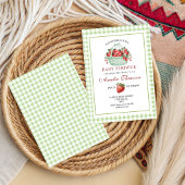 Invitation Douce Baby Shower Gingham Vert à la Fraise