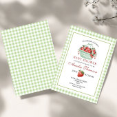 Invitation Douce Baby Shower Gingham Vert à la Fraise