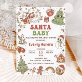 Invitation Douce Baby Shower Groovy Santa Noël
