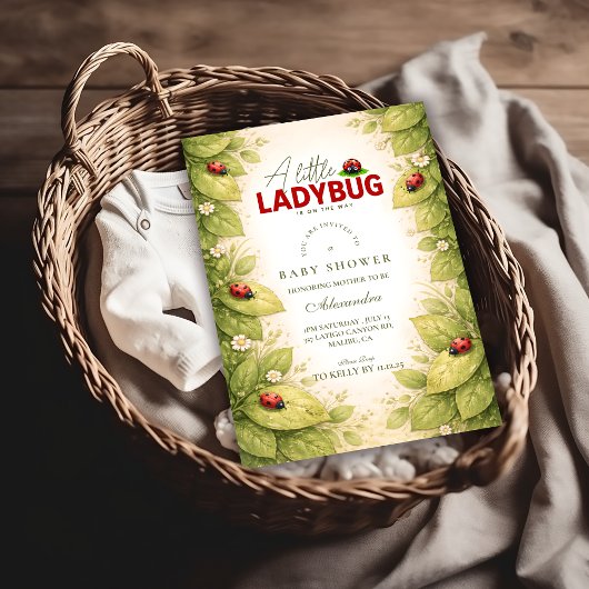 Invitation Douce Baby Shower Ladybug de Printemps