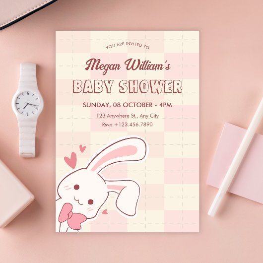 Invitation Douce baby shower lapin