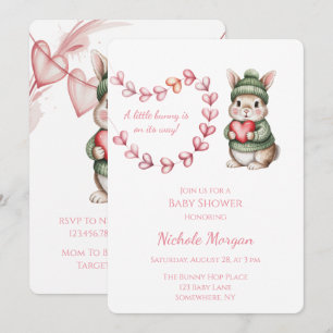 Invitation Douce Baby Shower Lapin Aquarelle