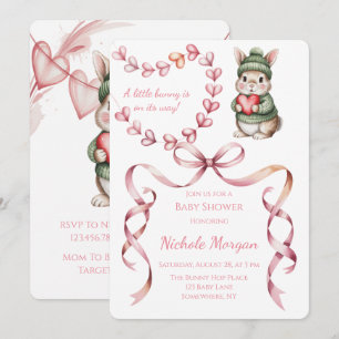 Invitation Douce Baby Shower Lapin Aquarelle