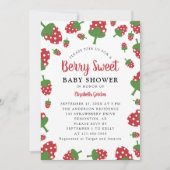 Invitation Douce Baby Shower Moderne aux Fraises Mignonnes (Devant)