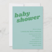 Invitation Douce Baby Shower Moderne Bleu Vert Rétro  (Devant)