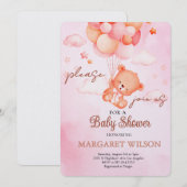 Invitation Douce Baby Shower Ourson (Devant / Derrière)
