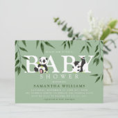 Invitation Douce Baby Shower Panda & Feuillage Neutre (Debout devant)