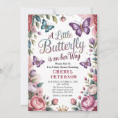 Invitation Douce Baby Shower Papillon (Devant)