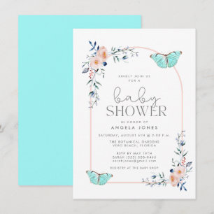 Invitation Douce Baby Shower Papillon Fantaisiste Fille
