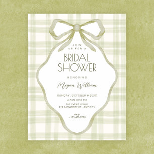 Invitation Douce baby shower pastel vert avec un nœud