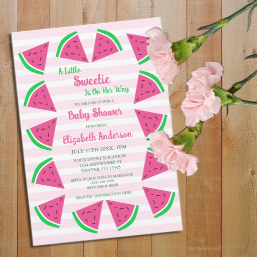 Invitation Douce Baby Shower Pastèque