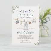 Invitation Douce Baby Shower pour Garçon (Debout devant)