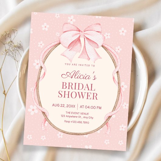 Invitation Douce baby shower rose