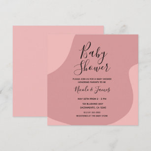 Invitation Douce Baby Shower Rose Moderne Minimaliste