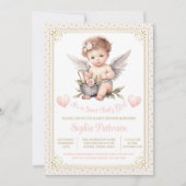 Invitation Douce Baby Shower Saint-Valentin Chérubin (Devant)