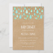 Invitation Douce Baby Shower / Sprinkle de gouttes de pluie p (Devant)
